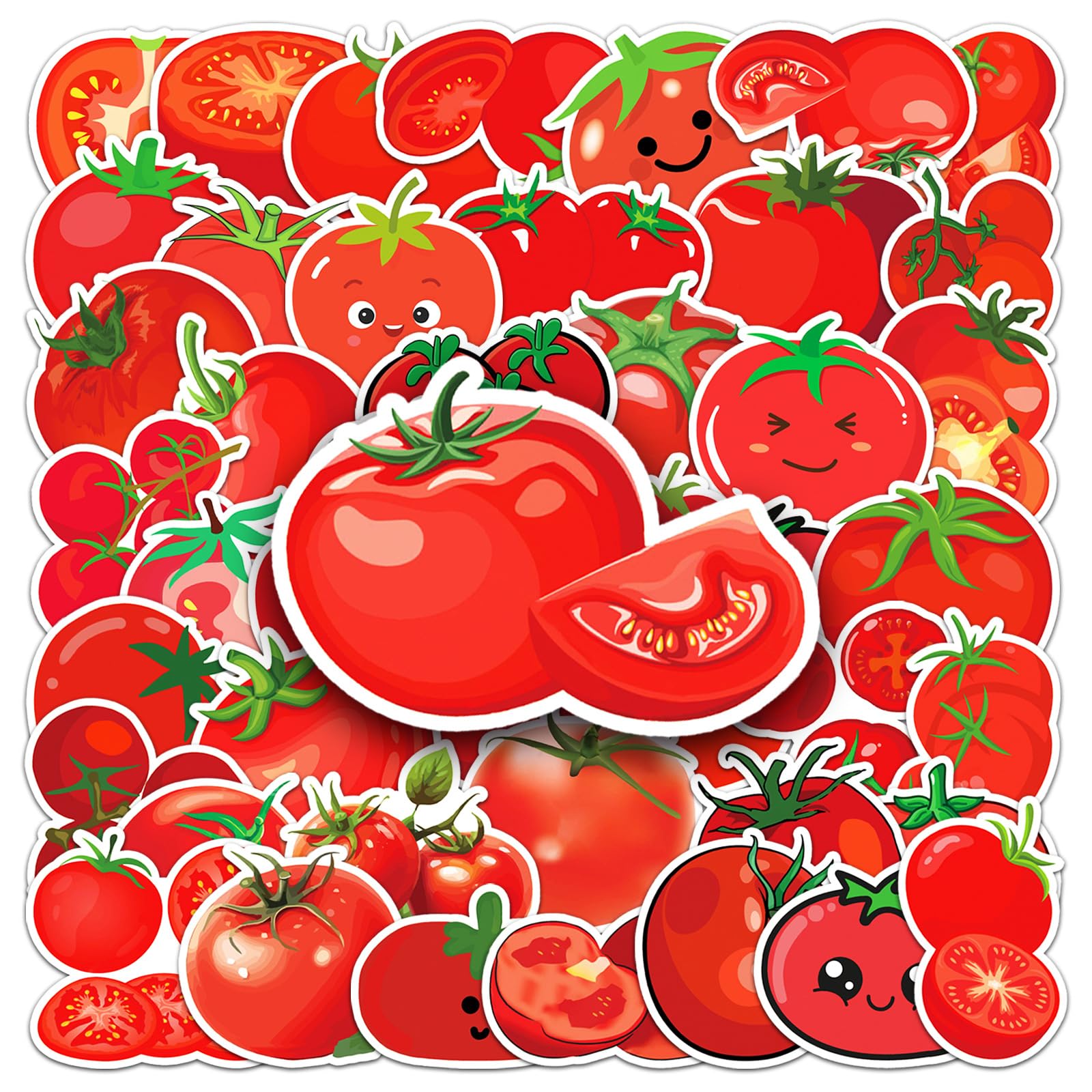 Chaopaitiezhi Girls 50 Pcs Tomato Vinyl Stickers,Tomato Graffiti Stickers,Vinyl Waterproof Sticker For Kids Teens ,For Phone Laptop Bottles Skateboard Computer Phone Luggage Guitar Gifts Sticker
