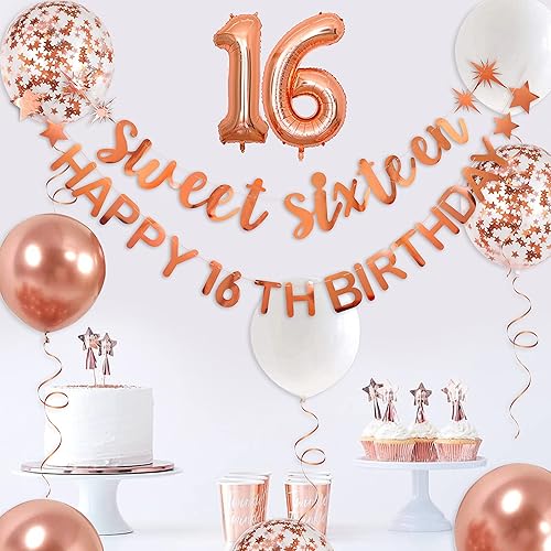 Miniatura 47 de Cartel de cumpleaños número 22 de oro rosa, guirnalda, globo de aluminio, decoraciones, colgantes, decoraciones para colgar y decorar fiestas de 22