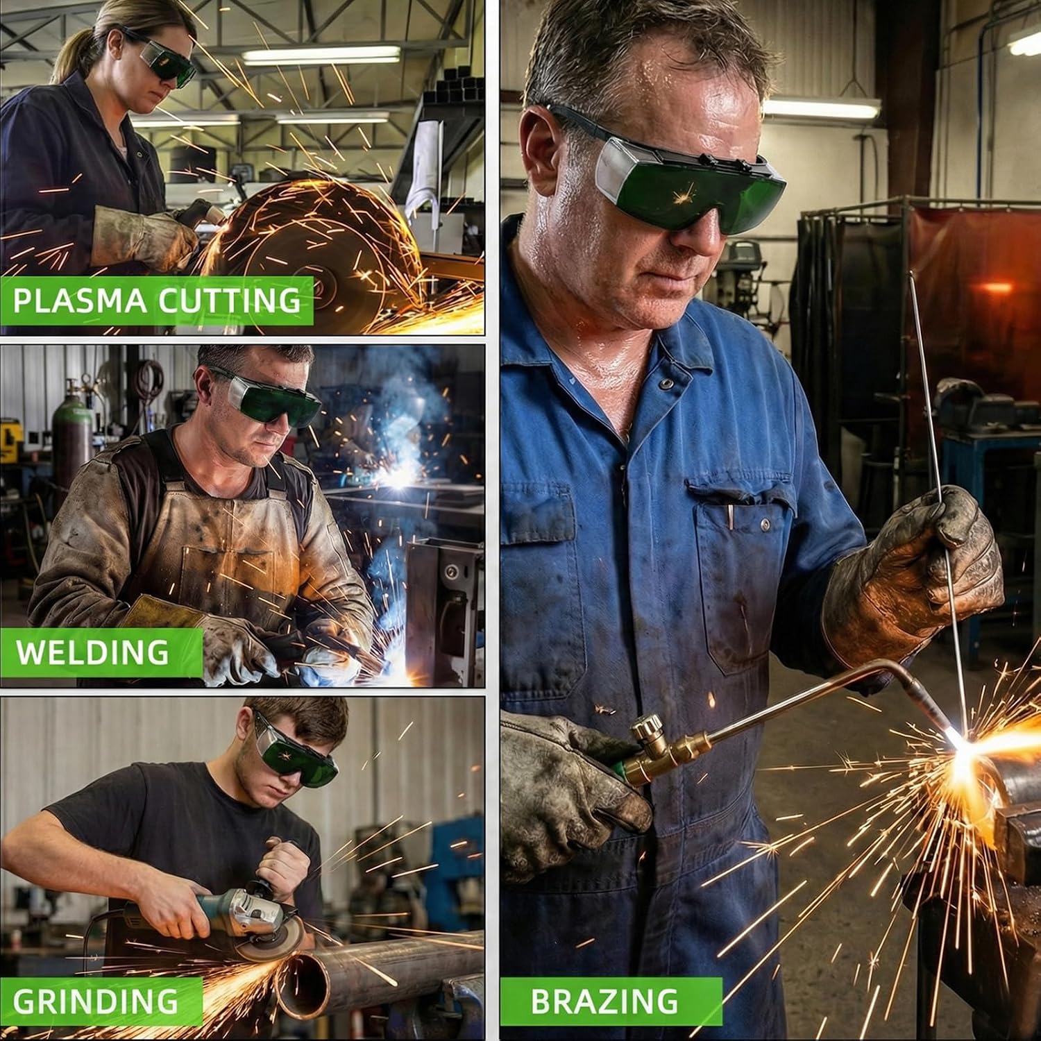 Welding Safety Glasses, Flip-Up Dual Lens Welders Goggles, Anti-Scratch Anti-Impact UV Protection Wrap-Around Eye Wear for Soldering Cutting Brazing Grinding