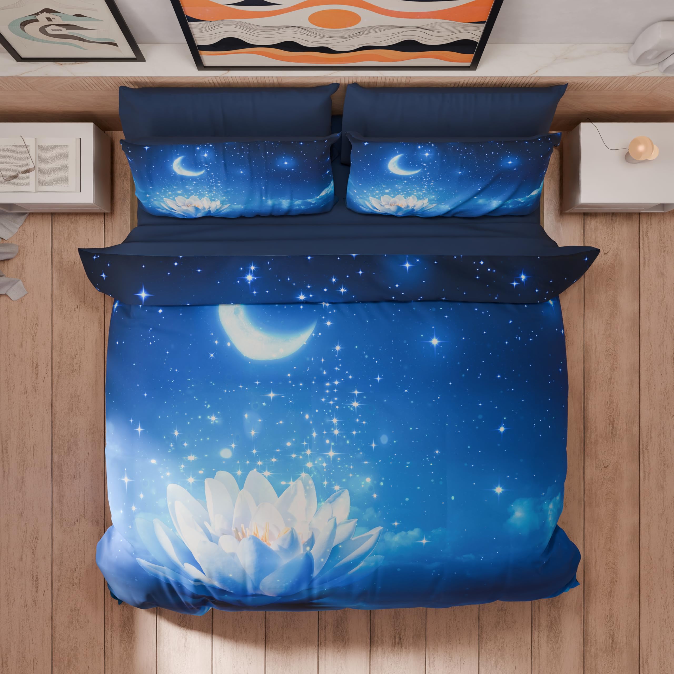 Copripiumino Digitale Tutto Stampato Microfibra Duvet Covers, Single, Super King, Double Duvet Covers, Quilt Covers, Starry Night King - Image 3