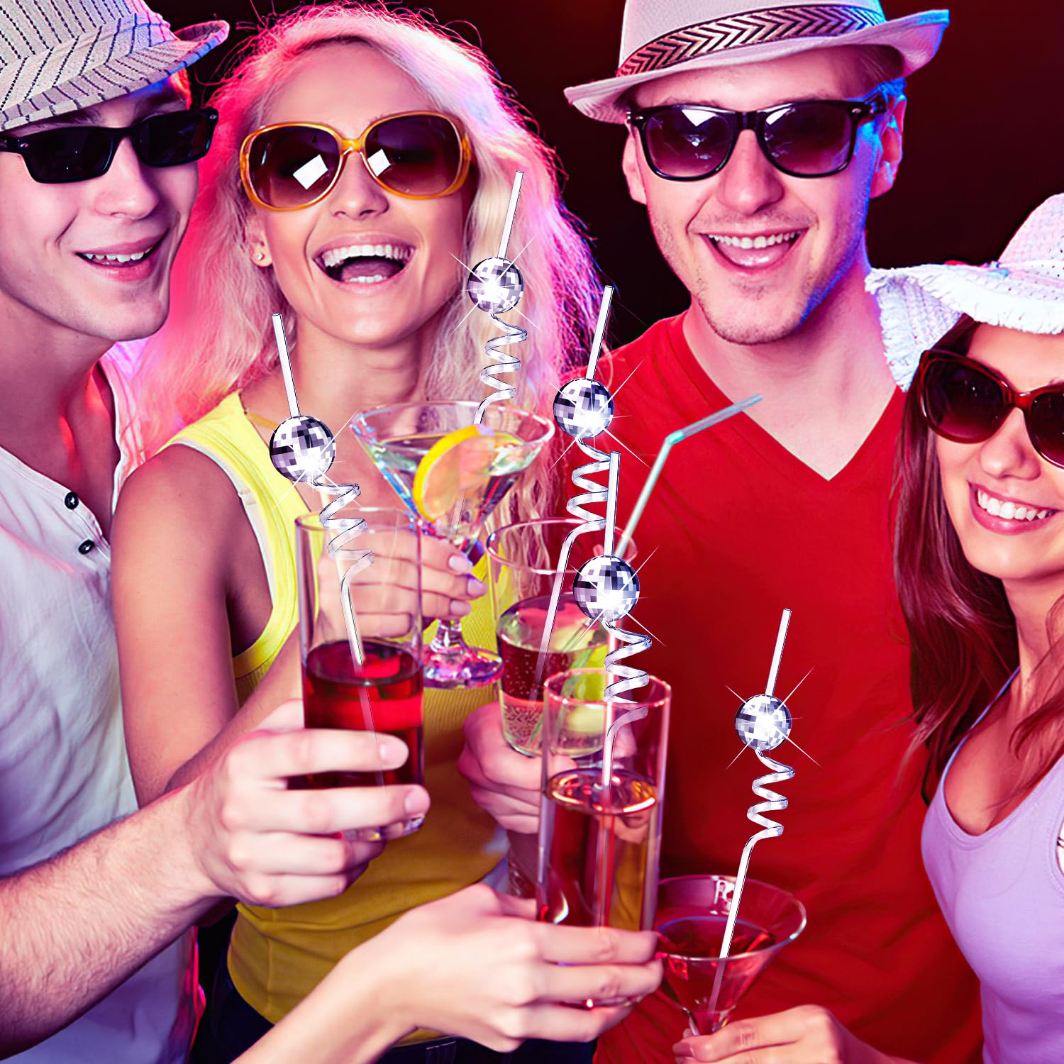 16 Cannucce con Palla da Discoteca, Decorazioni per Feste In Discoteca con 8719