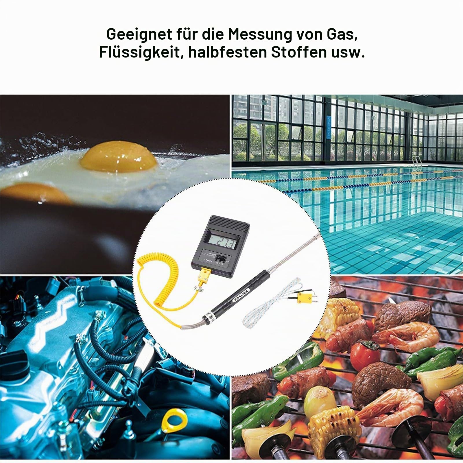 Digitales Thermometer Tm‑902c K-Thermometersensor LCD-Temperaturdetektor mit Thermoelement ‑50‑500℃ für Flüssige und Halbfeste Messungen