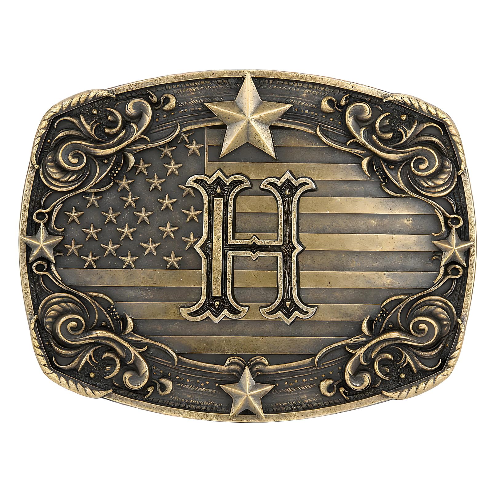 Western Cowboy Vintage Rodeo A-Z Initial Letter Belt Buckle Men