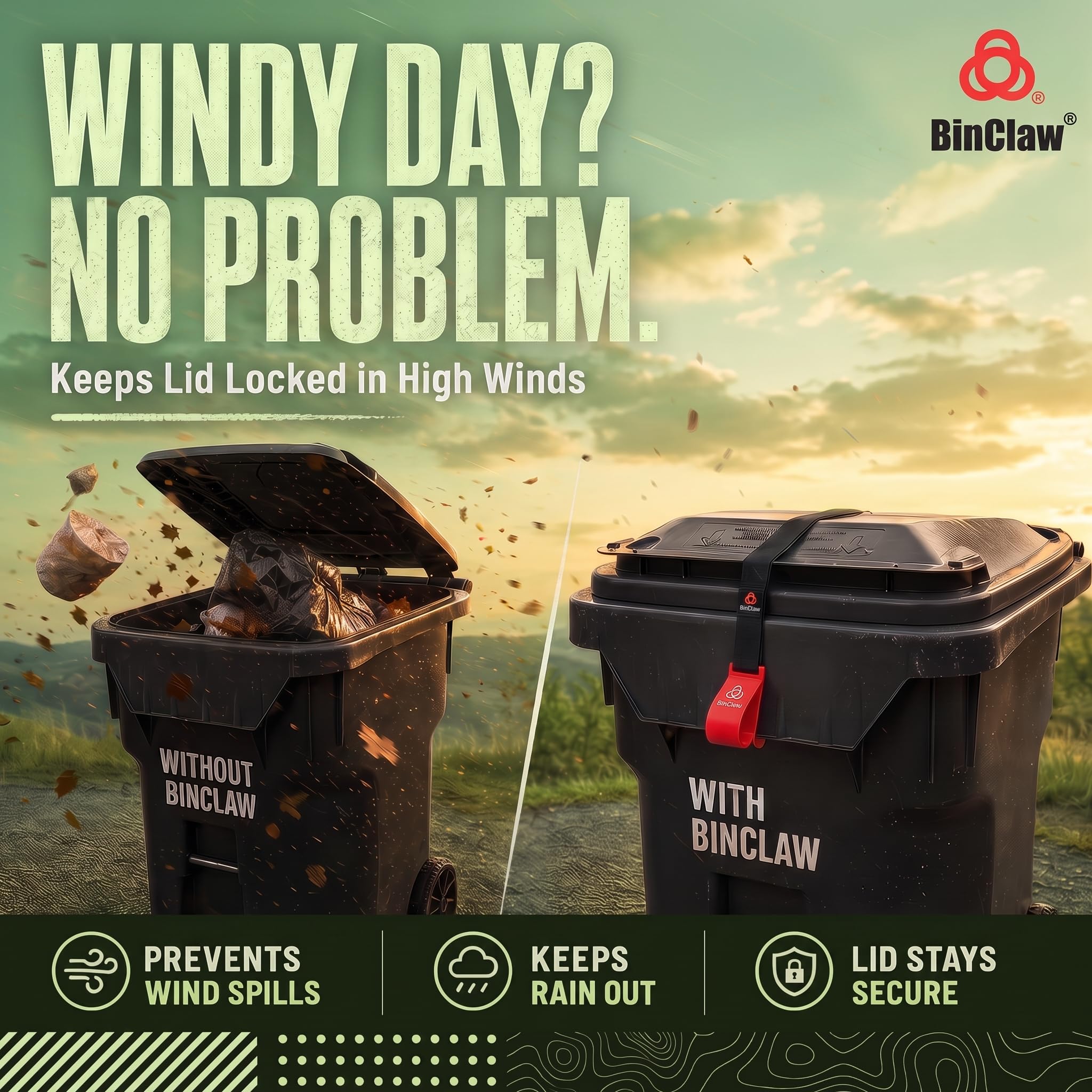 Trash Can Lock Strap - Keep Raccoons Out! -8