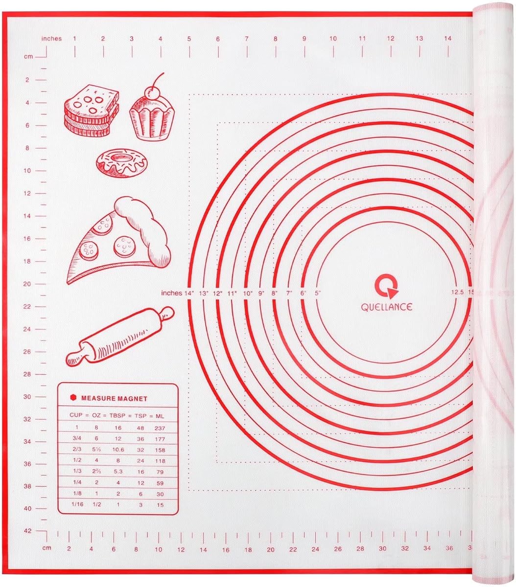 Silicone Baking Mat, Pastry Mat for Rolling Dough Non Slip Extra Large, 20" x 28", Red, Fondant Mat