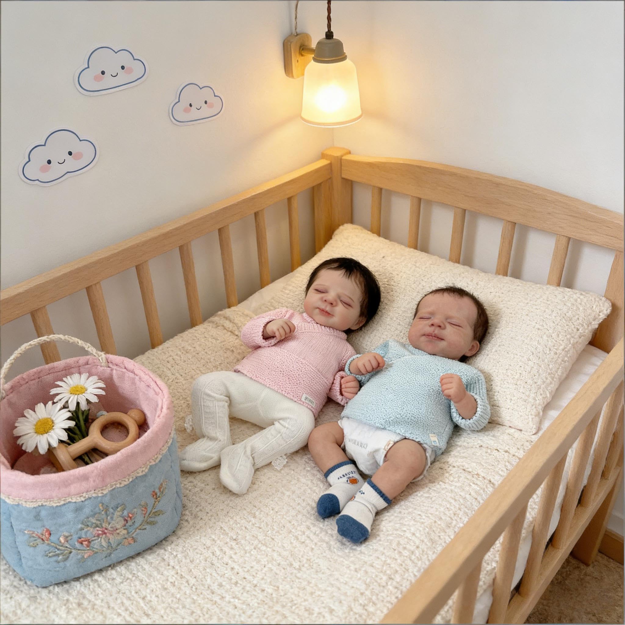 Zwillinge Realistische Reborn Babypuppen Mädchen und Junge 18 Zoll Real Life Babypuppe Silikon Ganzkörper Vinyl Lebensechte Neugeborene Babys Puppe Real Life Silikon Babys Zwillinge Puppen