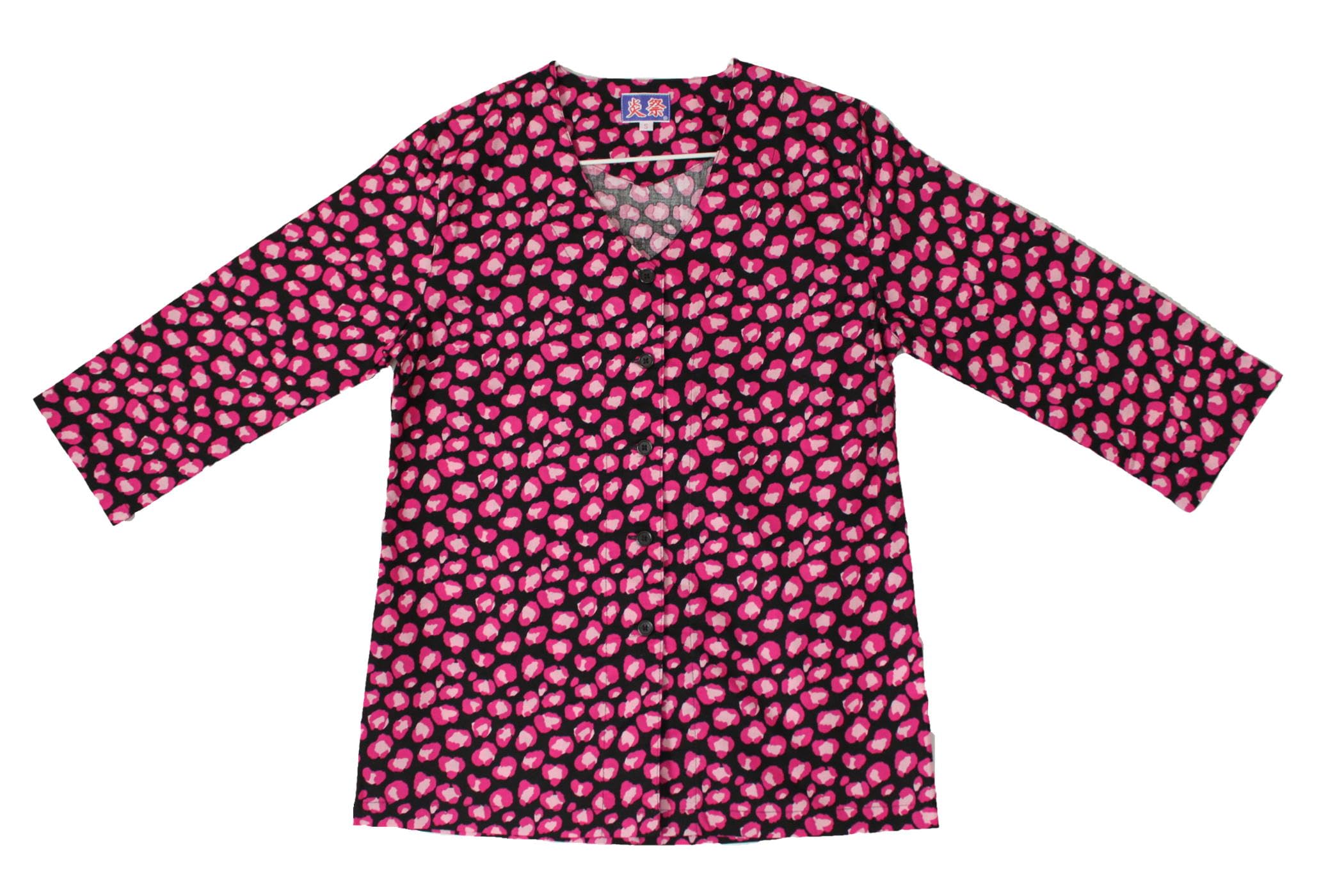 Amazon | 女性鯉口シャツ ﾋｮｳ柄黒*ﾋﾟﾝｸ (LL) | シャツ・ブラウス 通販