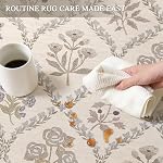 Tapis 5x7 lavable : grand tapis boho pour salon, tapis doux antidérapant, tapis fin intérieur, tapis floraux neutres non pelucheux pour chambre, salle à manger, crèche, beige