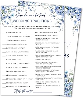 Blue Floral Bridal Shower Games for 30 Guests, Why Do We Do That Bride Games Cards, Activities for Weddings, Modern Engagement Party Supplie & Activity, Bachelorette Party Games Ideas -05