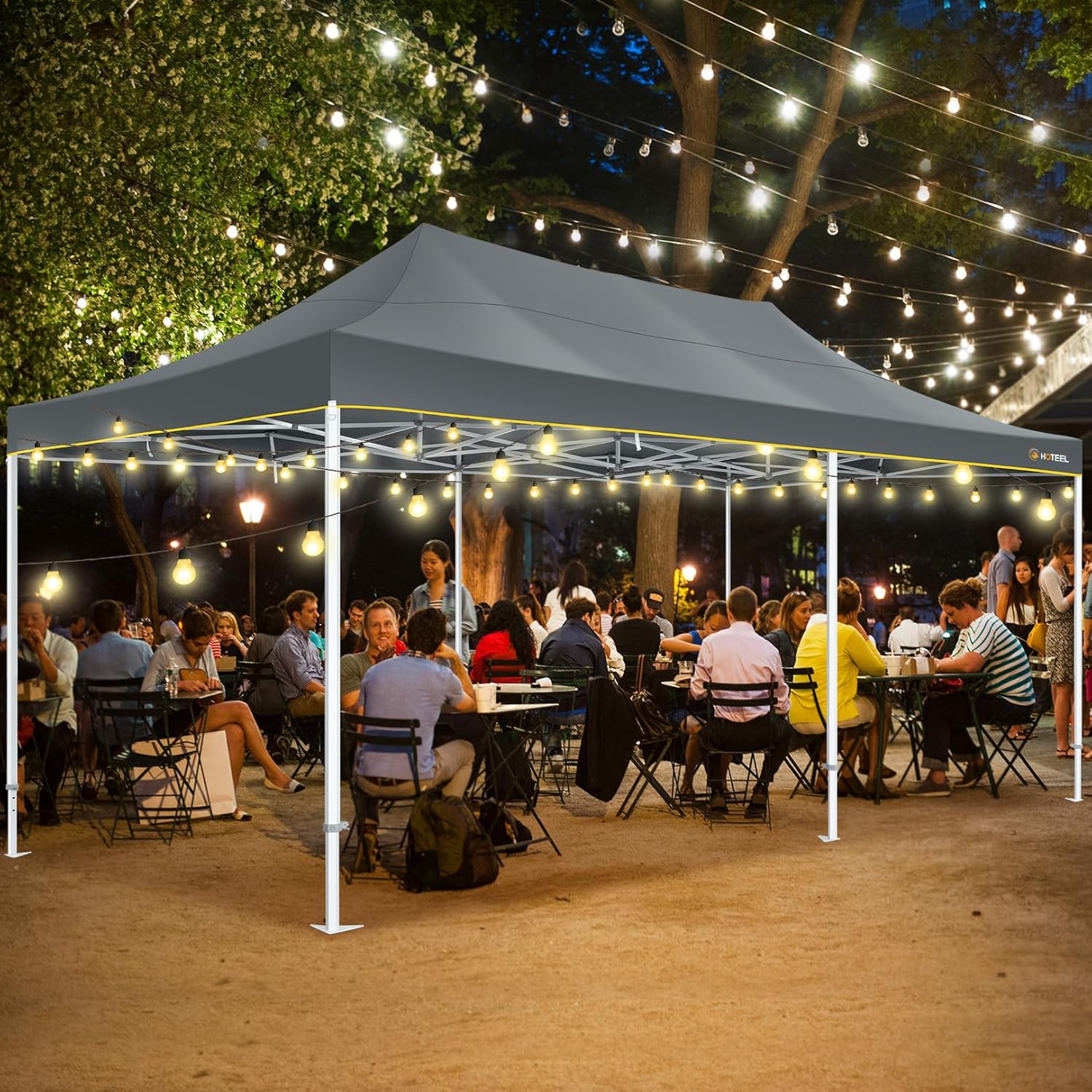 hoteel 13x26 pop up canopy tent for parties, heavy duty easy setup tent with 6 sidewalls, outdoor commercial instant gazebo for wedding event, with roller bag & sand bags, grey(hexagonal frame)