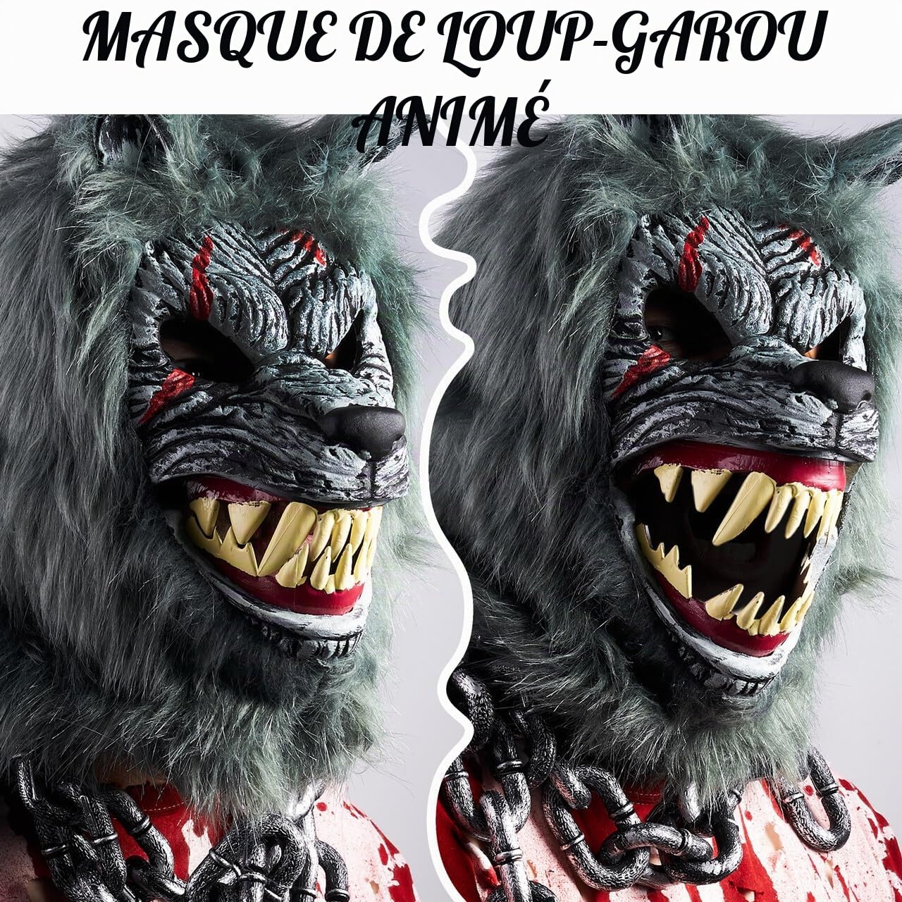 Spooktacular Creations Masque de loup d'Halloween - Accessoires de costume de loup-garou - Masque effrayant pour enfants, hommes et femmes - Accessoire de costume de cosplay d'horreur d'Halloween
