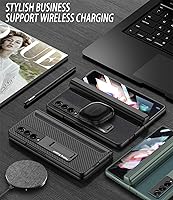 Vista 6 de for Samsung Galaxy Z Fold 3 Case with Pen Holder,Hinged Cover Built-in with Pen Slot,with Screen Protector&Adjustable Bracket,Leather Cover Case for