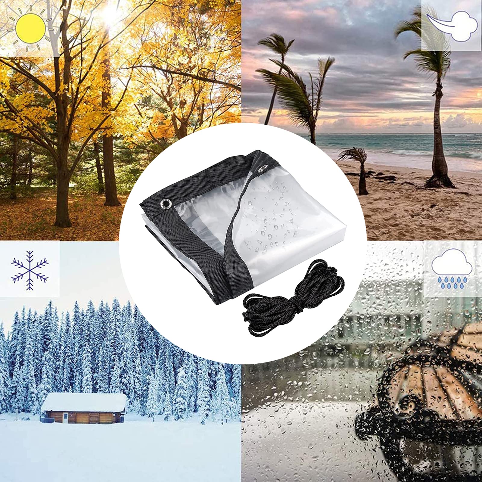 ATYUJKB Bâche Imperméable Avec Oeillet 7x7m, Bâche De Protection Exterieur Pour Jardins, Bache Transparente Étanche, Bâches Transparente Exterieur, Pour Jardin, Piscine