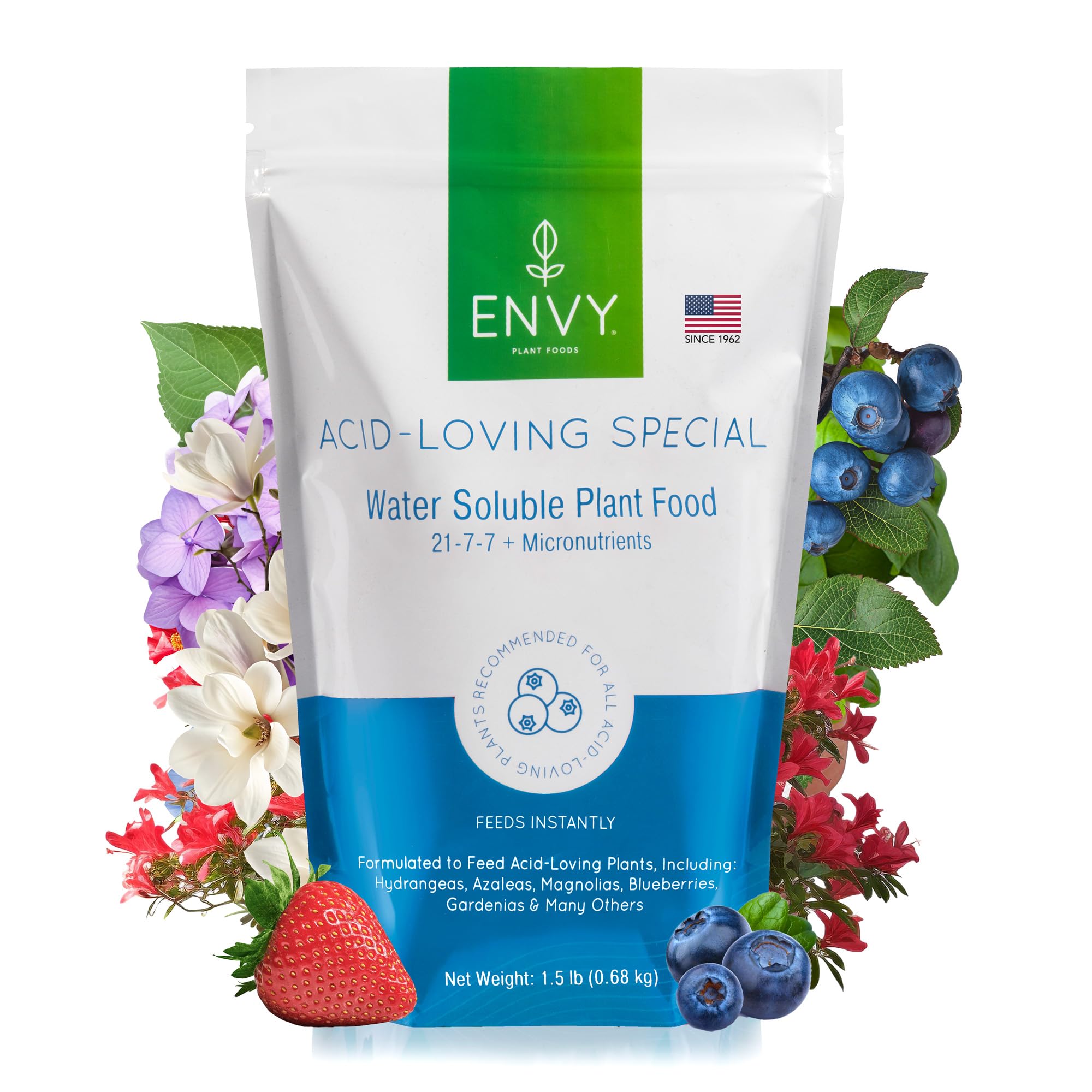 ENVY Plant Foods Acid-Loving Special | Water Soluble Fertilizer | Hydrangea, Azalea, & Blueberry Plant Food (1.5 lb)