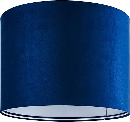 Miniatura 174 de GO&SO Juego de 2 pantallas de lámpara de terciopelo azul oscuro, tamaño mediano de 13 pulgadas superior x 13 pulgadas inferior x 10 pulgadas de alto