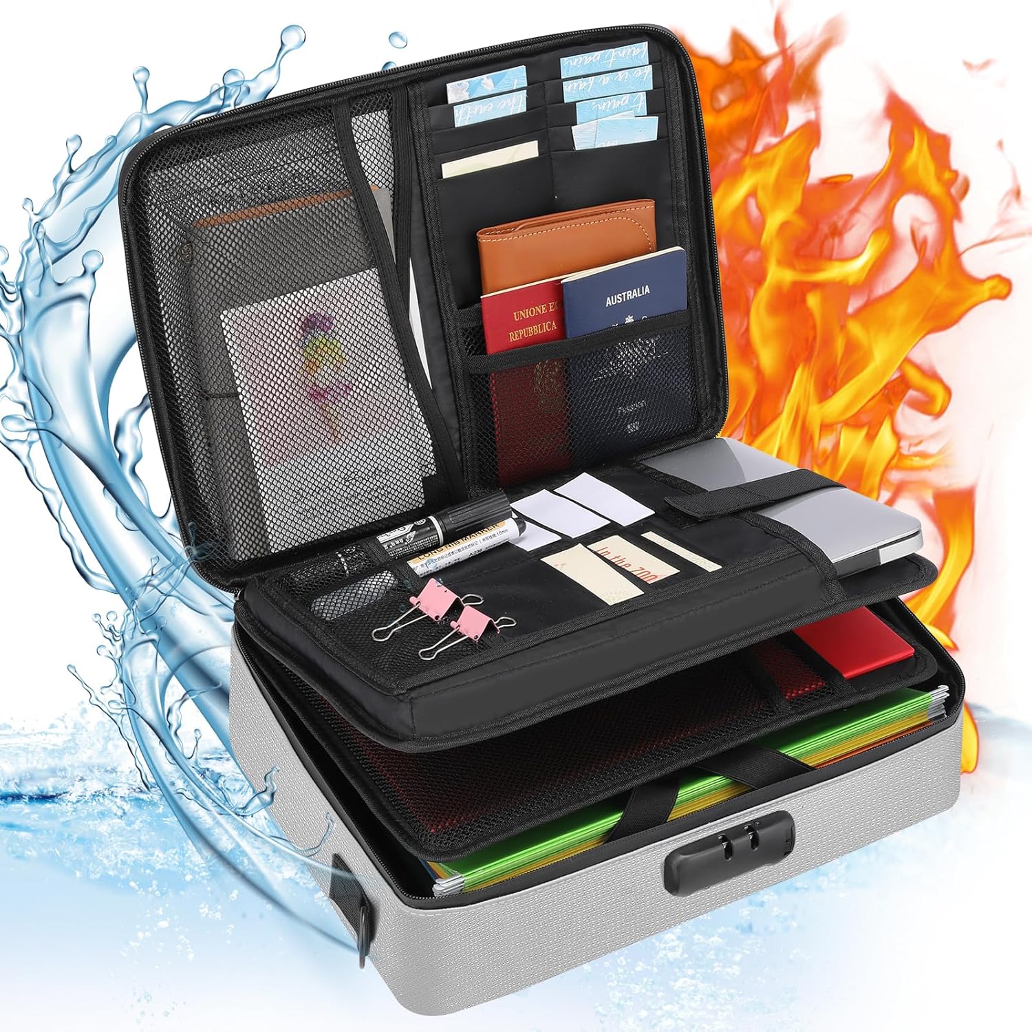 EXLIFBAG File Organizer with Lock, Fireproof Document