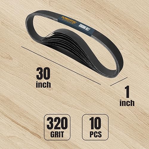 Miniatura 2 de POWERTEC 1 correa de lijado de carburo de silicio de 30 pulgadas de grano 320, para lijadora de disco de banda, lijadora de banda para afilar