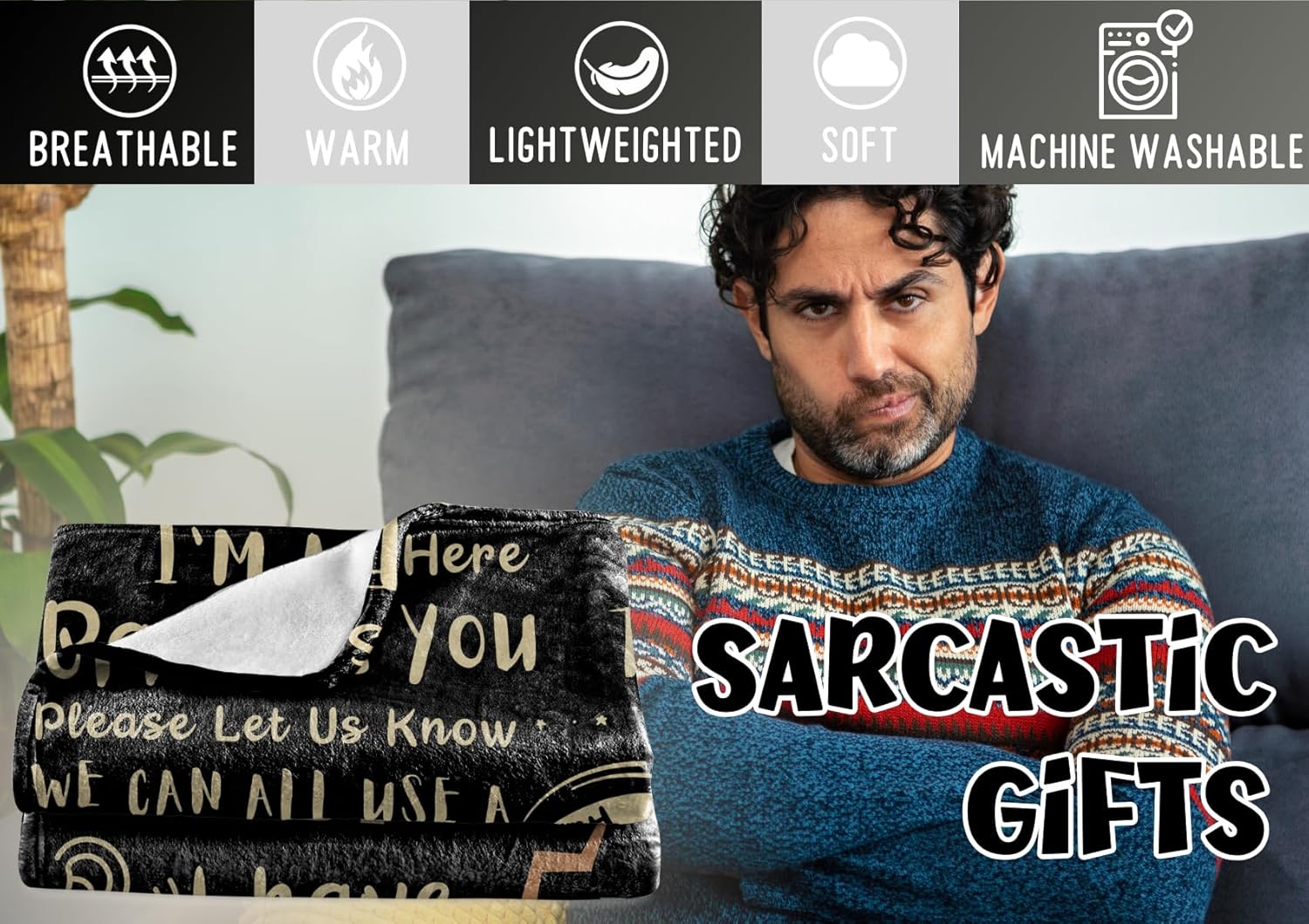 Sarcastic Gifts for Women/Men, Bed Flannel Plush Blanket, Funny Gag Gifts for Boss Friend Coworker in Birthday, Christmas - Size 50" x 65" - Loading - Image 2