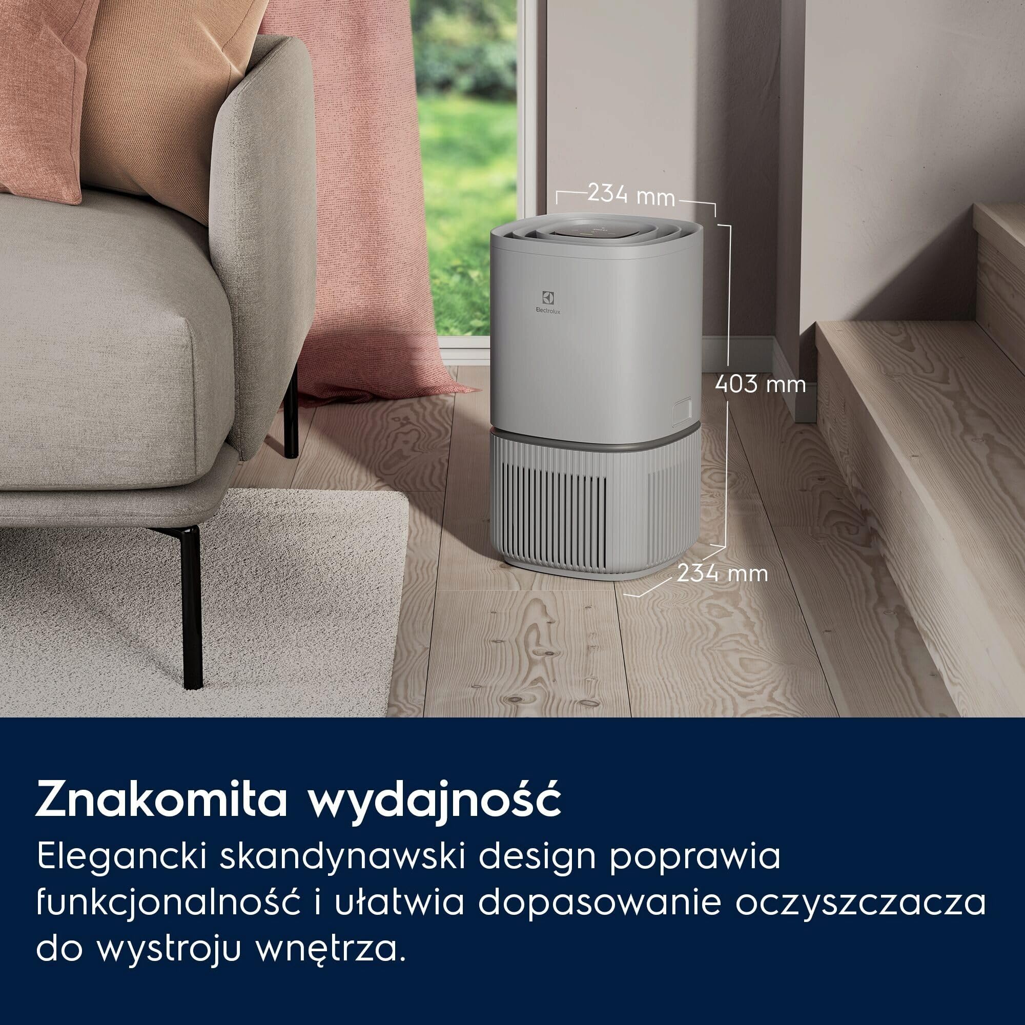 Oczyszczacz powietrza Pure 500, podłączony, filtracja HEPA, tłumik, szary, EPO50371UG