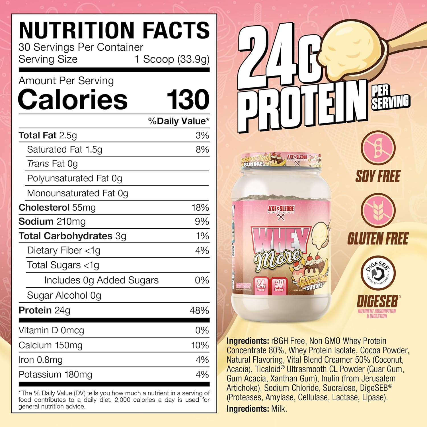 Axe & Sledge Farm Fed 100% Whey Protein Isolate | 25g Protein | Low Carb, Low Sugar, Gluten Free | Protein Powder for Men and Women | Keto | Made in the USA | 28 Servings, Never Ending Chocolate image 2