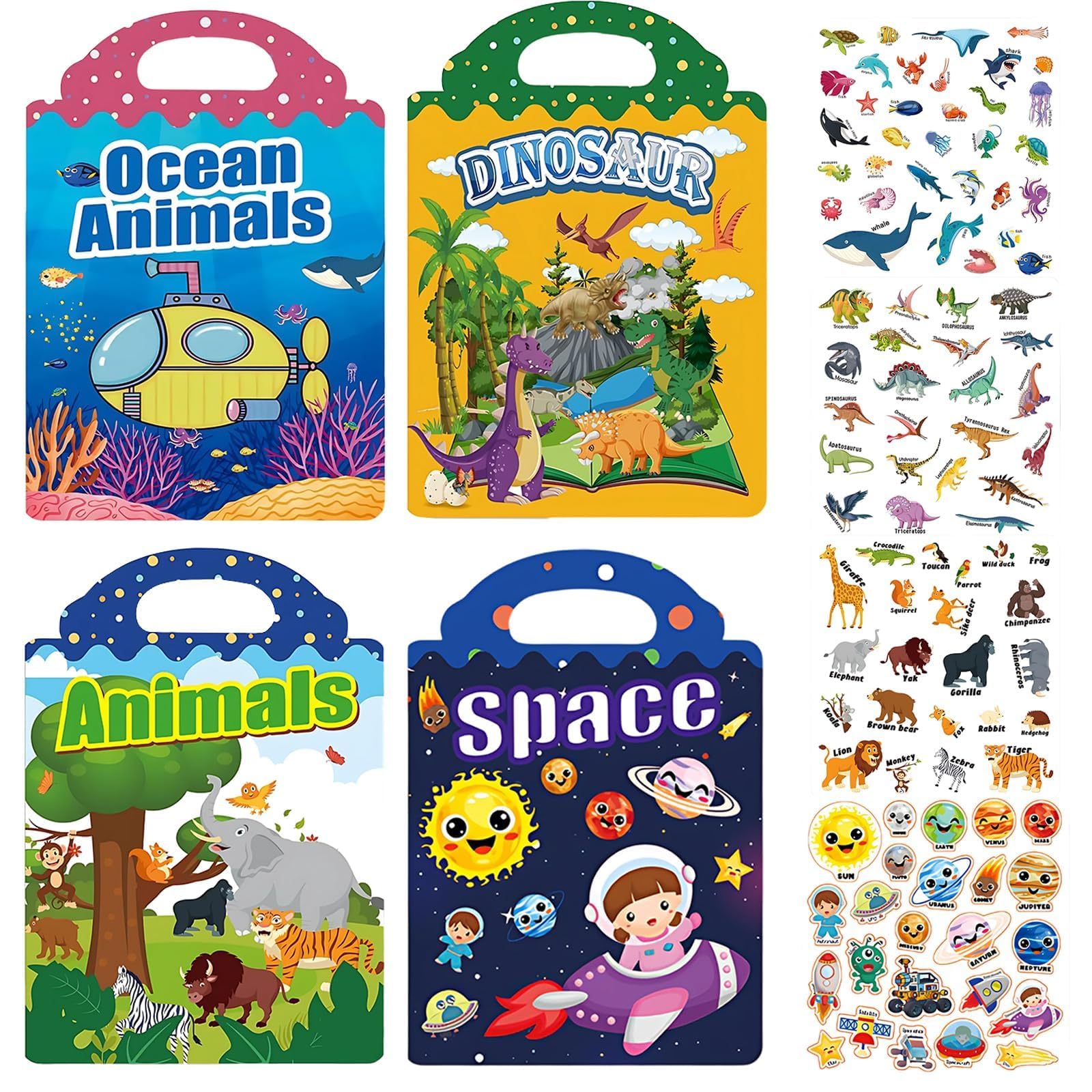 4 Pack Reusable Sticker Book, Books for 2+ Year Olds