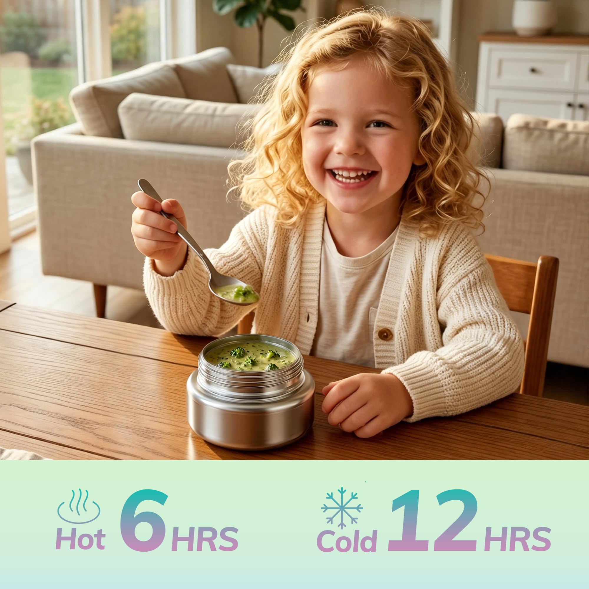 Itslife Fiambrera Inox 18/8 con Recipiente Térmico 280ml, Caja Bento 2 Compartimentos Antifugas para Niños y Adultos, Tapa Tritan, Sin BPA, Apta para Lavavajillas, Morado