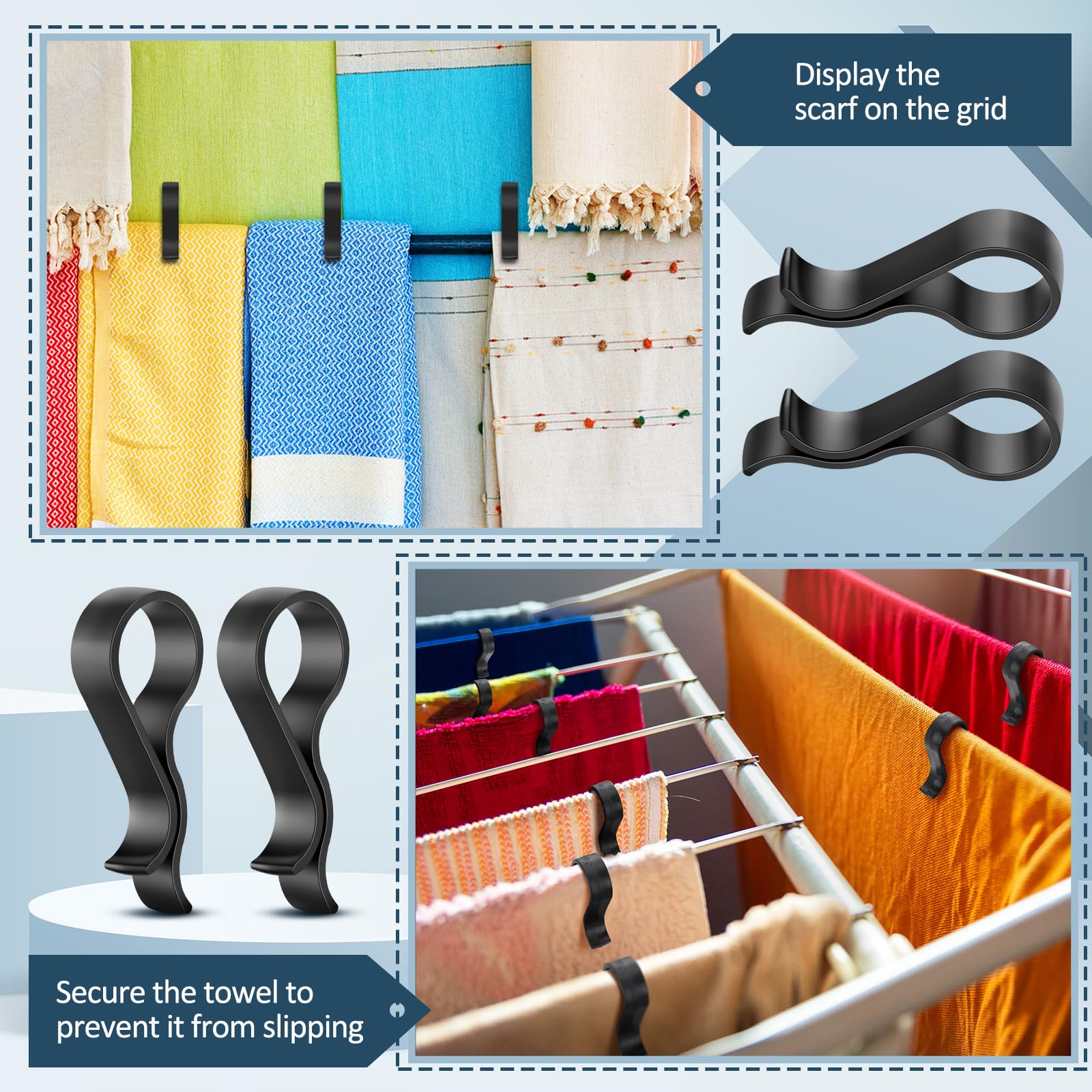 Honeydak 100 clips de plástico negro para pantalones, alfileres de ropa, ropa, camisa, plegable, bufanda, pantalones, paquete de ropa