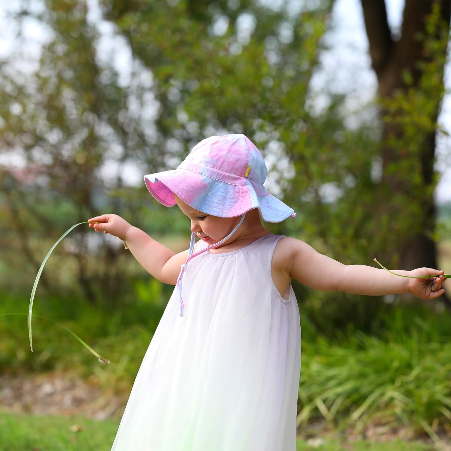 Baby Girls Sun Hat Cute Flower Toddler Summer Outdoor Infant Beach Wide Brim Flowers and tie dye - Image 4