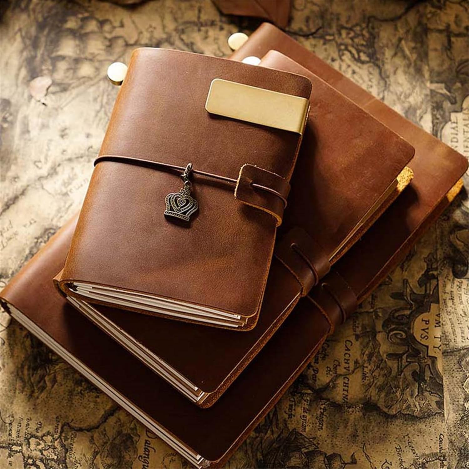 Genuine Leather TN Travel Notebook Protective Cover Journal Sketchbook Planner Agenda Diary Personal Organizers Noteboo (Brown Passport)