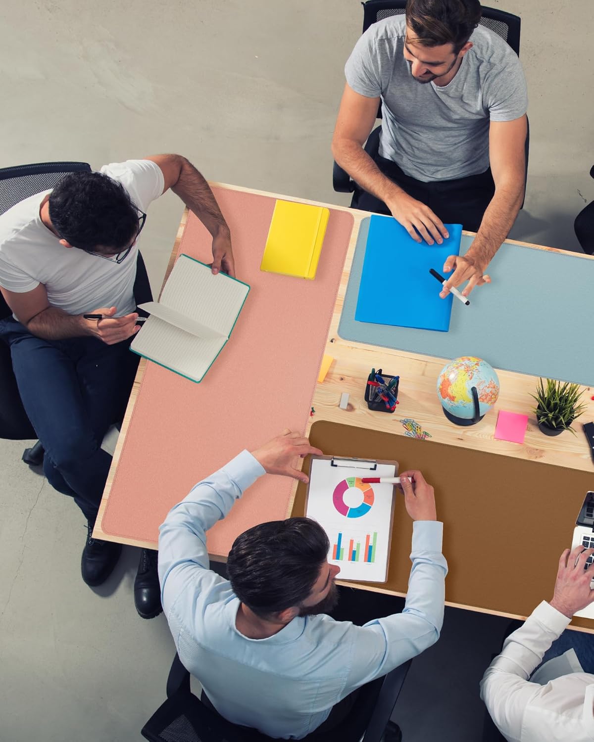 Large Desk Mat - 47.2"x23.6"Double-Sided Desk Pad Protector,Large Desk pad, Leather Desk Pad for Keyboard and Mouse,Mouse Pad for Office or Home Workspace(Pink Light Blue)