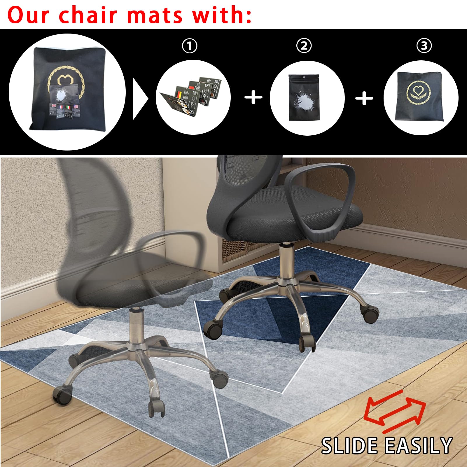 Alfombrilla Protectora Suelo para Silla de Oficina 130 x 150 cm, Tapete para Silla para Suelos Duros, Alfombra Silla Gaming Antideslizante, Alfombrilla Protección para Suelos Duros, Laminado, Parqué