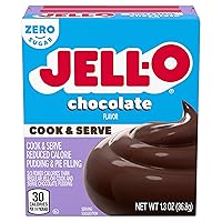 Vista 1 de Jell-O Pudín de chocolate, Cook & Serve, sin azúcar, caja de 1.3 onzas, 4 paquetes