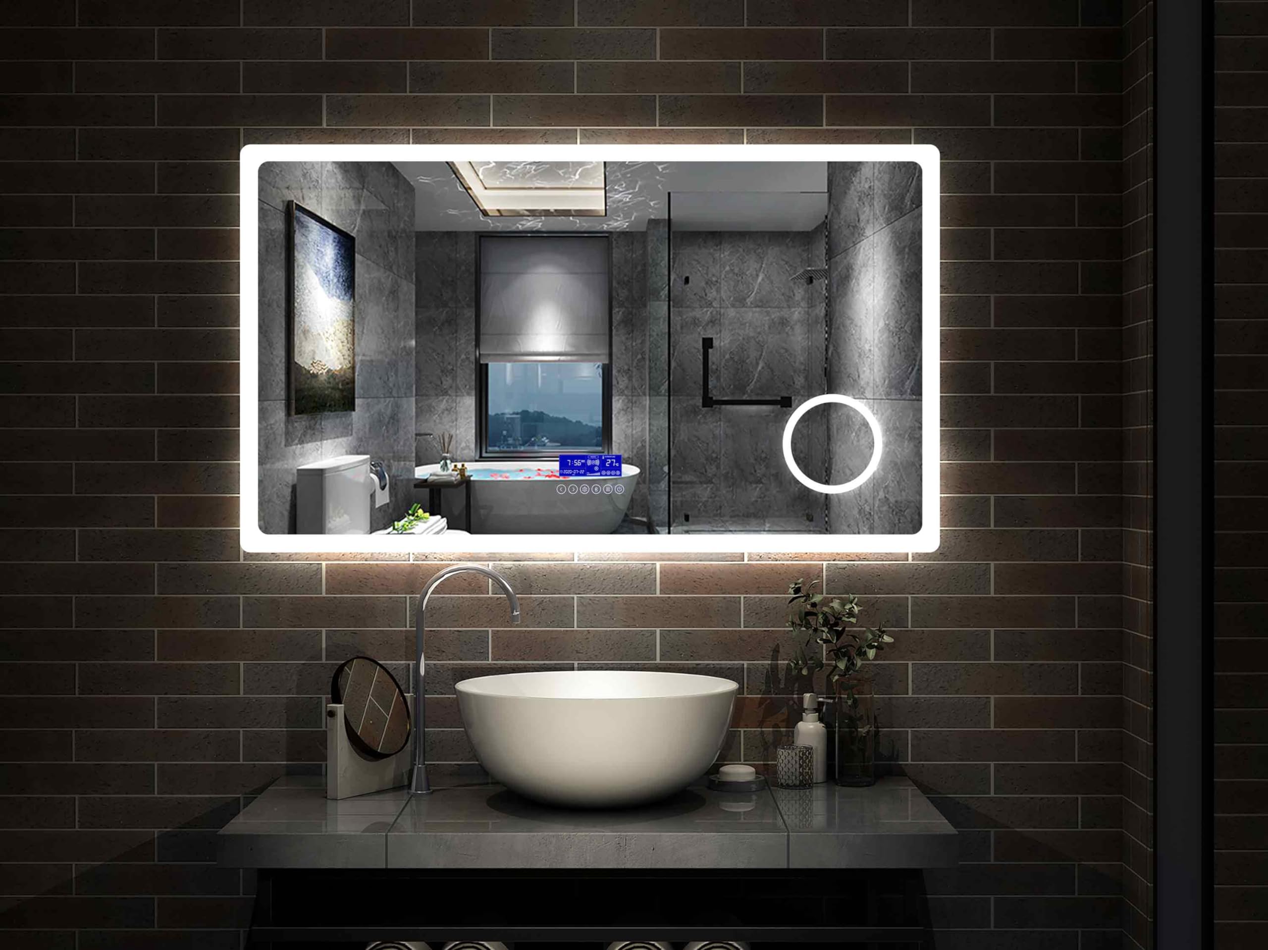 Biubiubath Espejo de baño LED 120×70cm + Bluetooth + Lupa