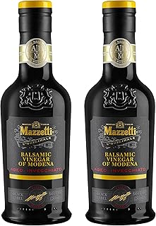Mazzetti Aged 3 Years Balsamic Vinegar of Modena Black Label PGI |Sweet & Thick | Perfect for Cheese & Fruit | Aged in Oak Barrels | 8.45 Ounce Bottle (Pack of 2)