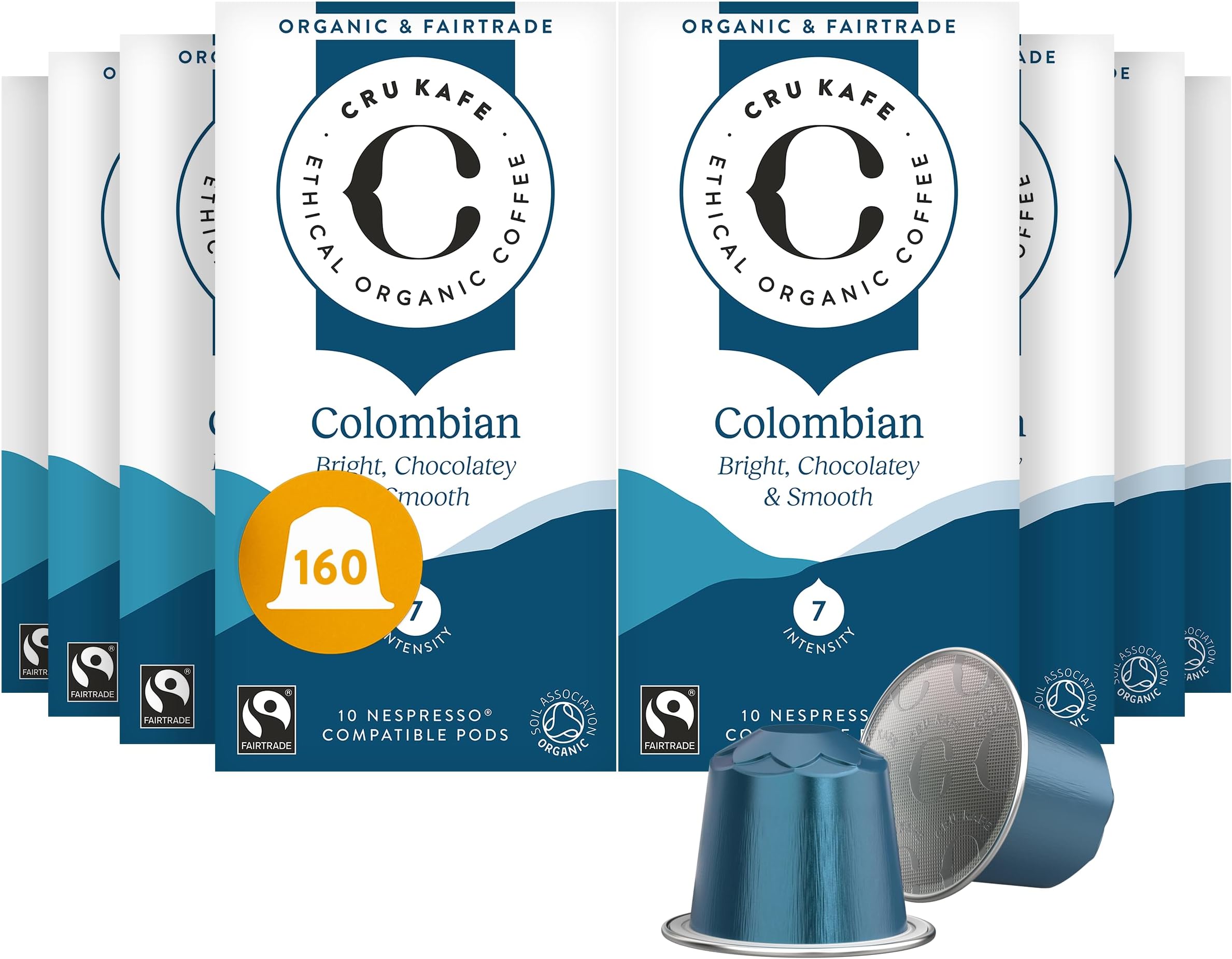 โ Cru Kafe Colombian Organic Coffee Pods, Nespresso Original, 160 Pods