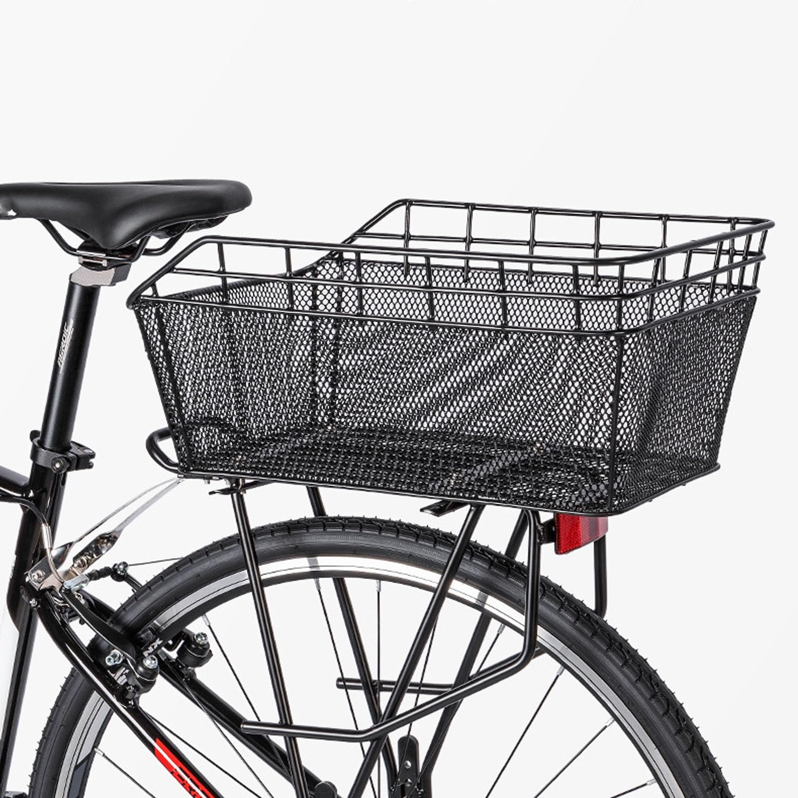 Cocoarm Tylny Kosz na Rower Metalowy Kosz do Przechowywania o Dużej Pojemności 44 X 31 X 20 Cm z osłoną Siatka Możliwość Montażu Bez Użycia Narzędzi dla Osób Dojeżdżających do Pracy Sklepy Spożywcze