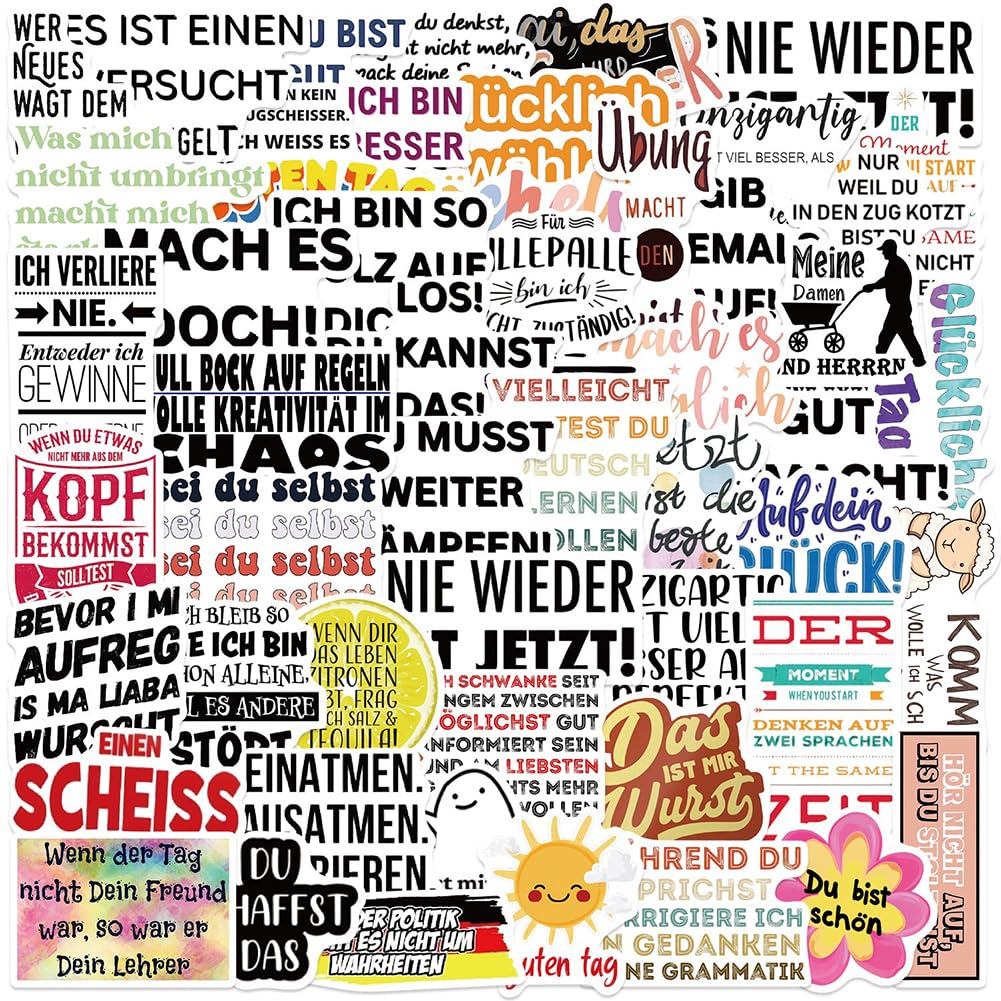 German Motivational Stickers |50Pcs Deutsch Inspirational Waterproof Vinyl