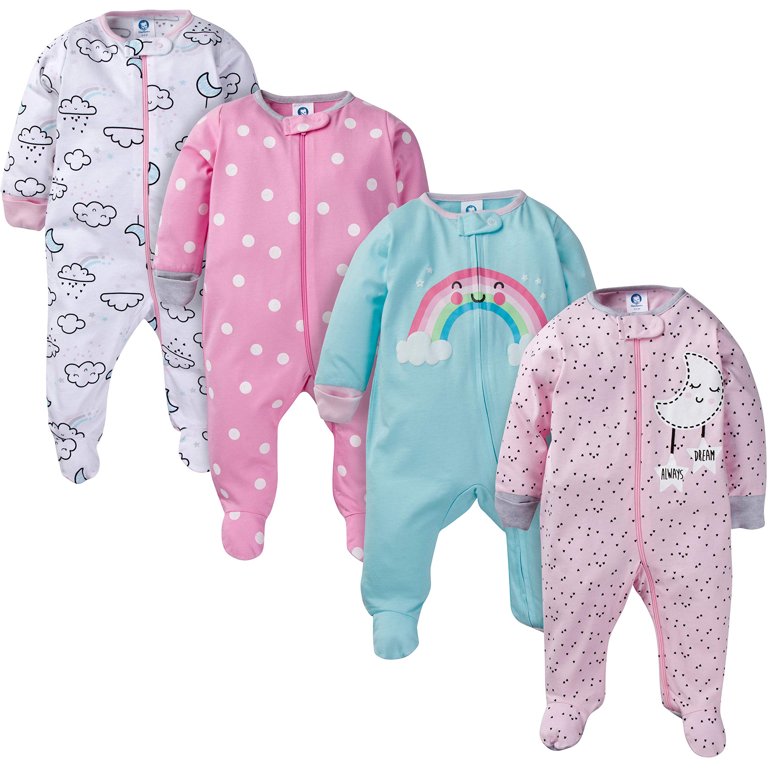 Gerber baby-girls 4 Pack Sleep 'N Play Footie