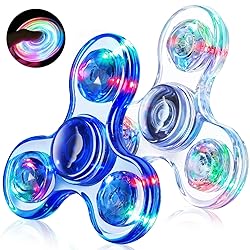 Fidget Spinner for Kids 2 Pack, Light up Sensory Fidget Toys Adults Kids 4-8-12 with Autism ADHD, Anxiety Toys Stress Relief Teen Boy Gifts, Glow in The Dark Party Favors Fidgets Classroom Prizes