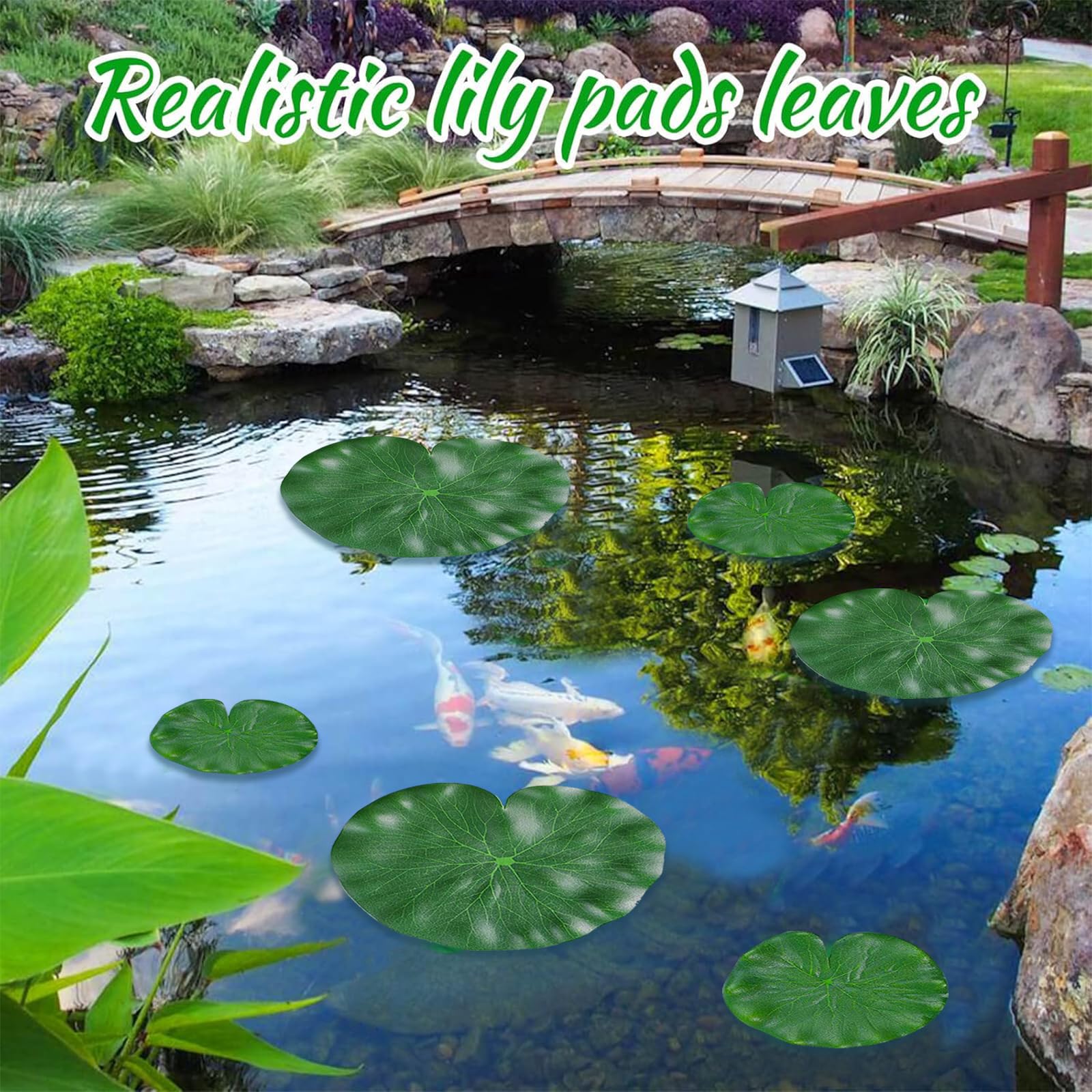 Foglie di Loto Artificiali, 6 pezzi Foglie di Loto Artificiali Galleggianti,Ninfee Galleggianti,Foglie di Loto Artificiale,Foglie Galleggianti per casa, giardino, laghetti, piscine, acquari, acquari