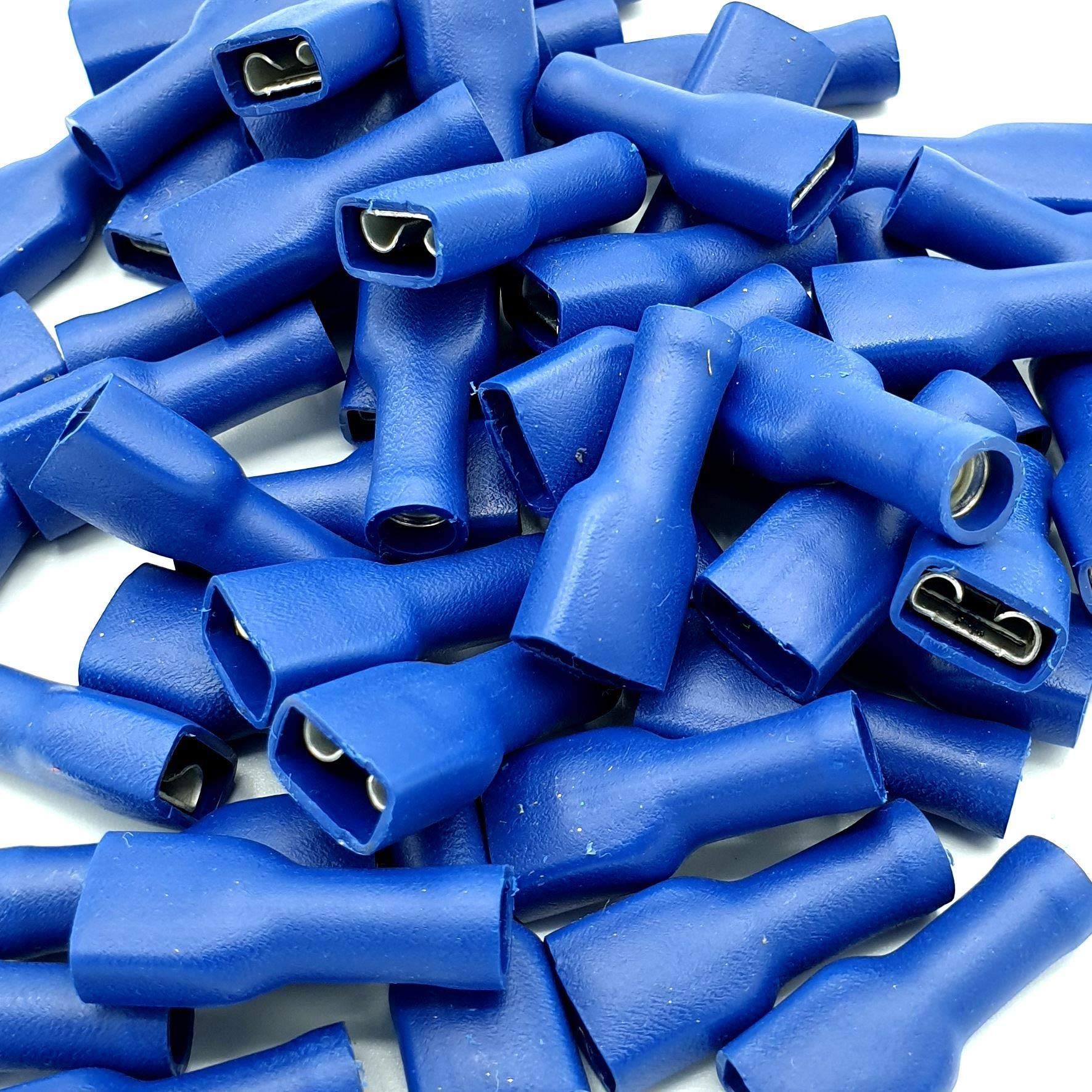 100 x 4.8x0.8mm Blue Fully Insulated Female Push-On Disconnects Terminals