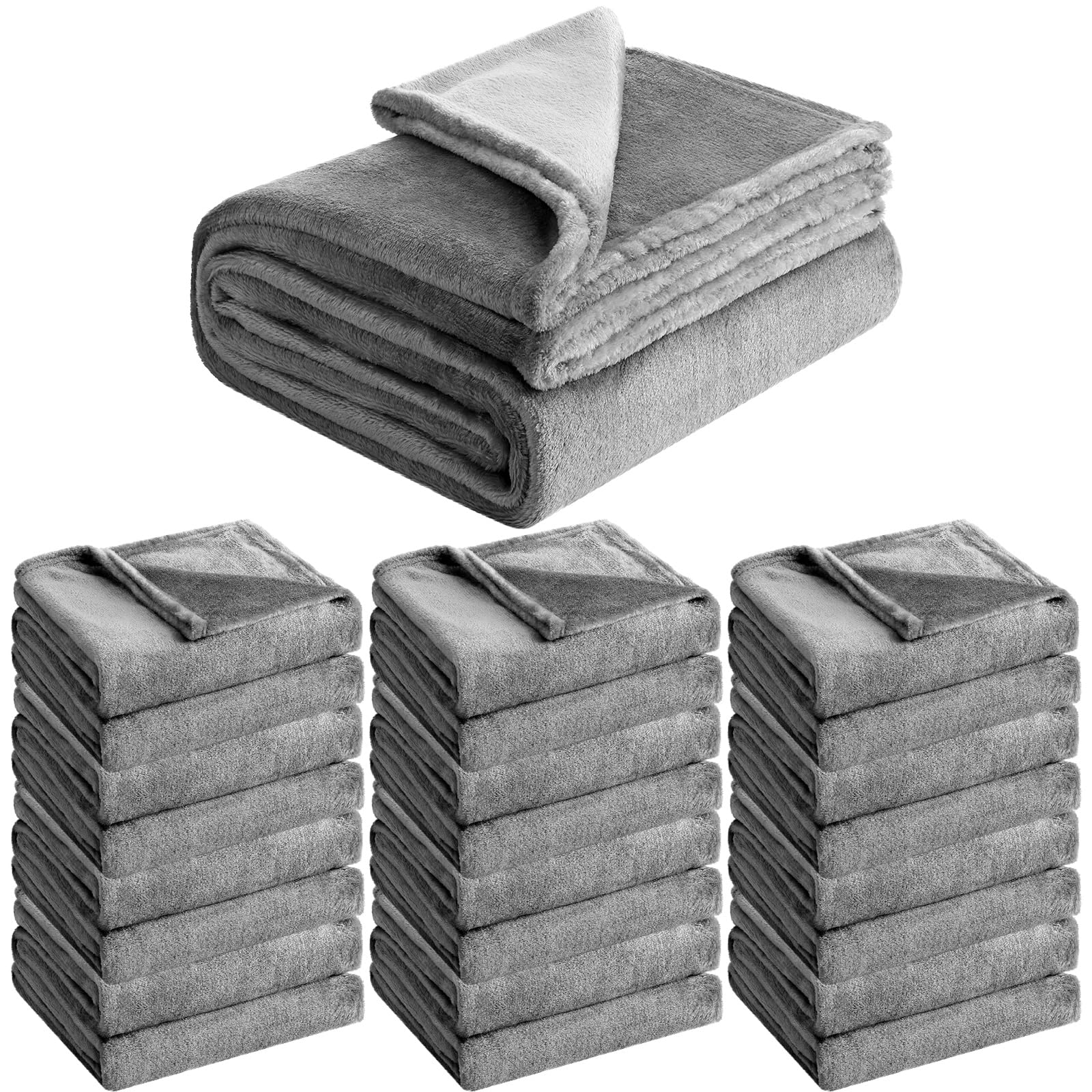 VitalCozy 30 Pack Wedding Fleece Blankets for Guests Bulk Warm Flannel Soft Cozy Throw Blankets for Wedding Favors, Homeless (Gray,50 x 60 Inch)