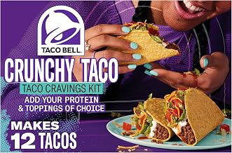 Taco Bell Crunchy Taco Cravings Kit with 12 Crunchy Taco Shells, Taco Bell Mild Sauce & Seasoning, 8.85 oz Box