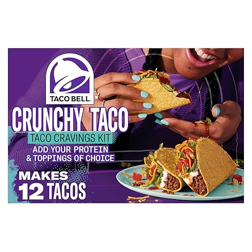 Taco Bell Juego de cena de taco crujiente con 12 conchas de taco crujientes salsa suave y condimento de campana de taco caja de 885 oz