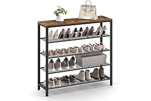 5-Tier Shoe Rack | Largest Storage Capacity | Metal Mesh Shelves & Top Surface