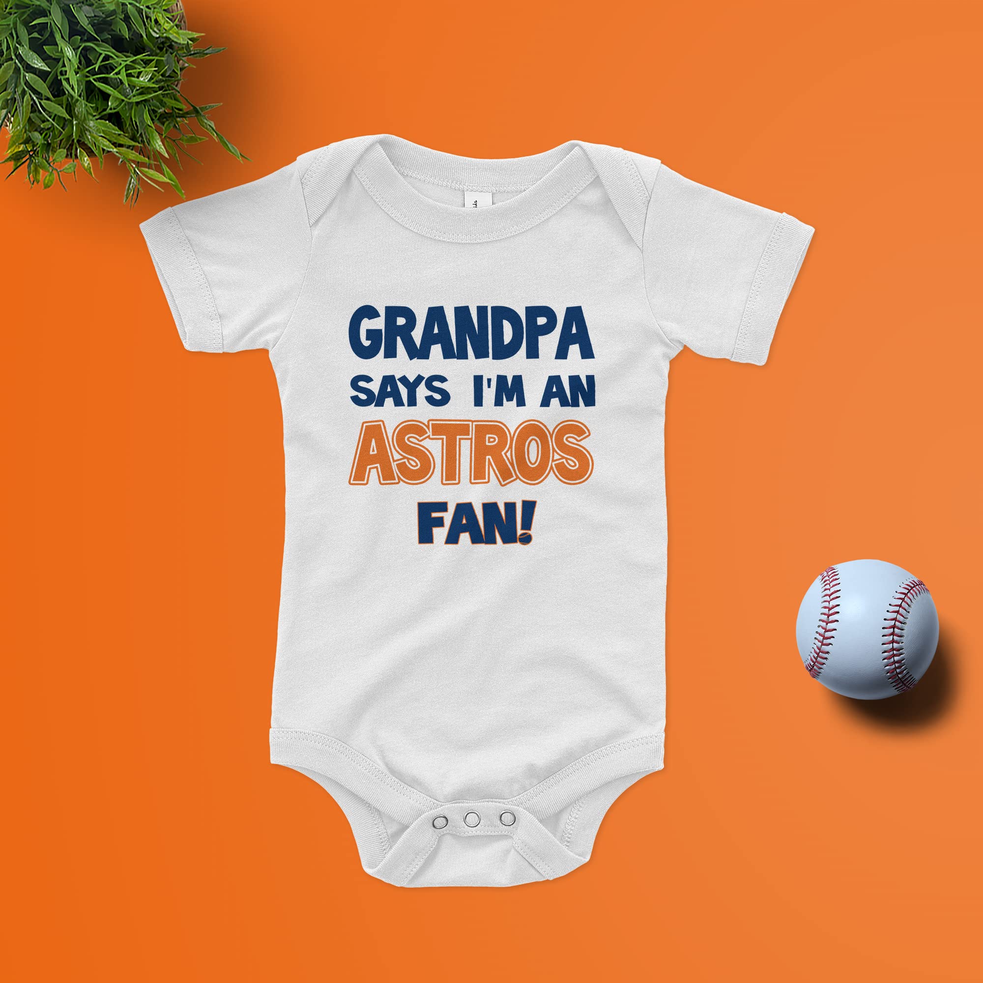 NanyCrafts' Grandpa Says I'm an Astros Fan Baby Bodysuit Newborn White