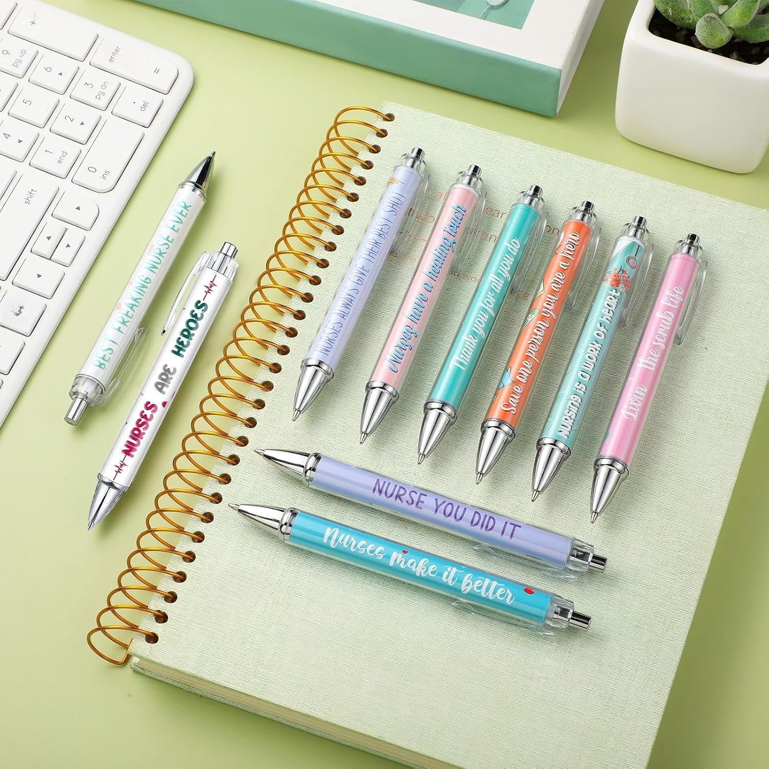 Geyee Nurse Ballpoint Pens Retractable Cute Nurse Pens Funny Ink Ballpoint for Medical Assistants Students Workers Office Appreciation Gifts (10 Pcs) image 5