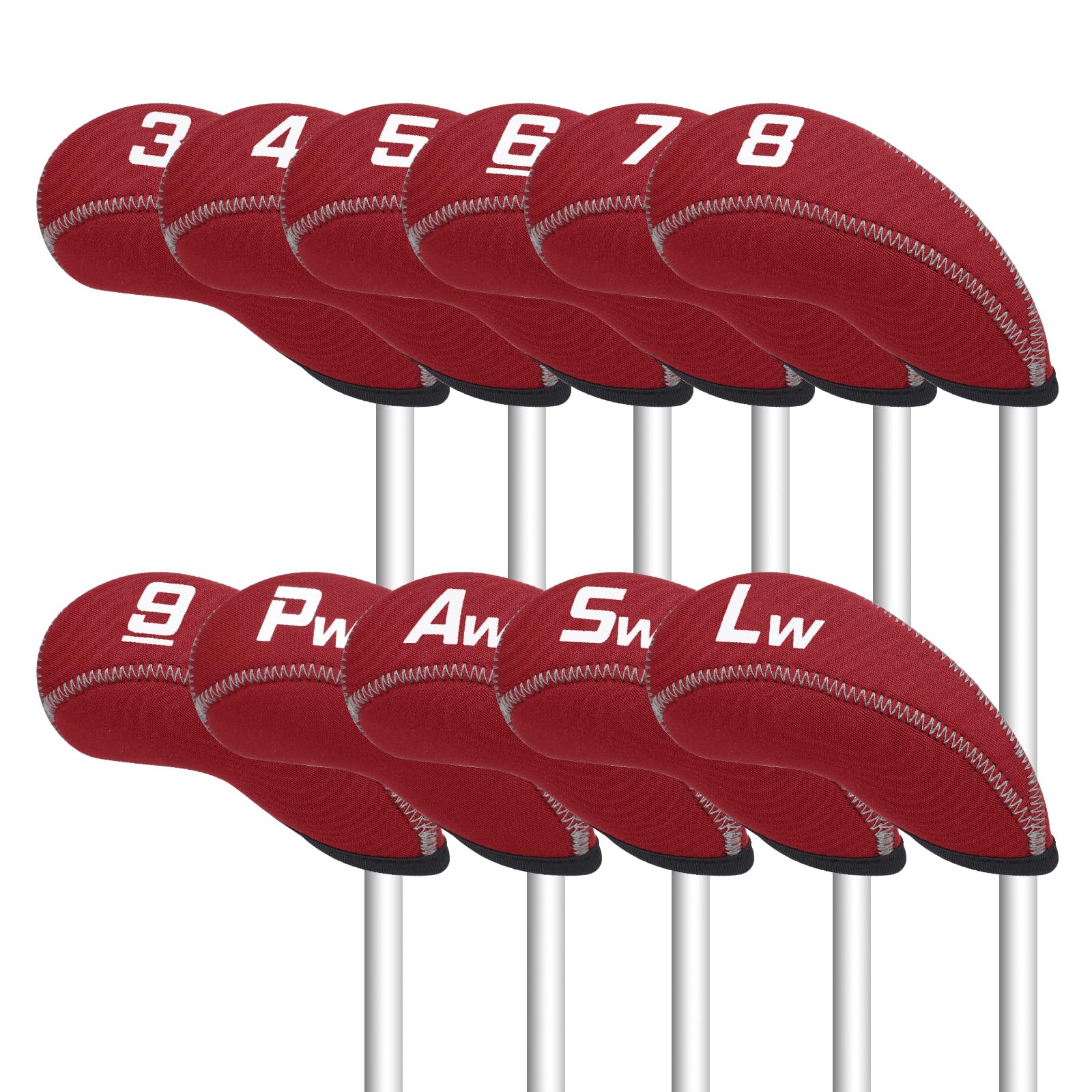 CRAFTSMAN GOLF 11pcs/Set Red Neoprene Iron Headcover Set with Large No. for All Brands Callaway,Ping,Taylormade,Cobra Etc. โ image 1