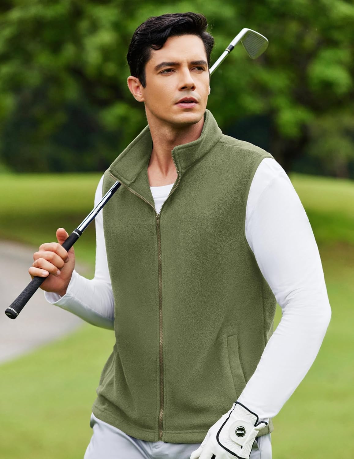 COOFANDY Men's Polar Fleece Vest Lightweight Sleeveless Zip Up Jacket Casual Outerwear Outdoor Golf Vests - Image 6