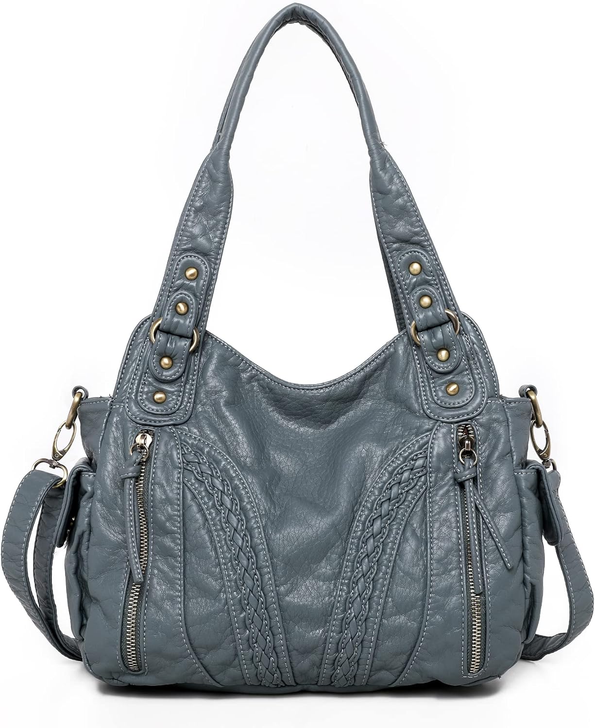Montana West Washed Leather Hobo Bags for Women Roomy Handbags with Crossbody Strap
